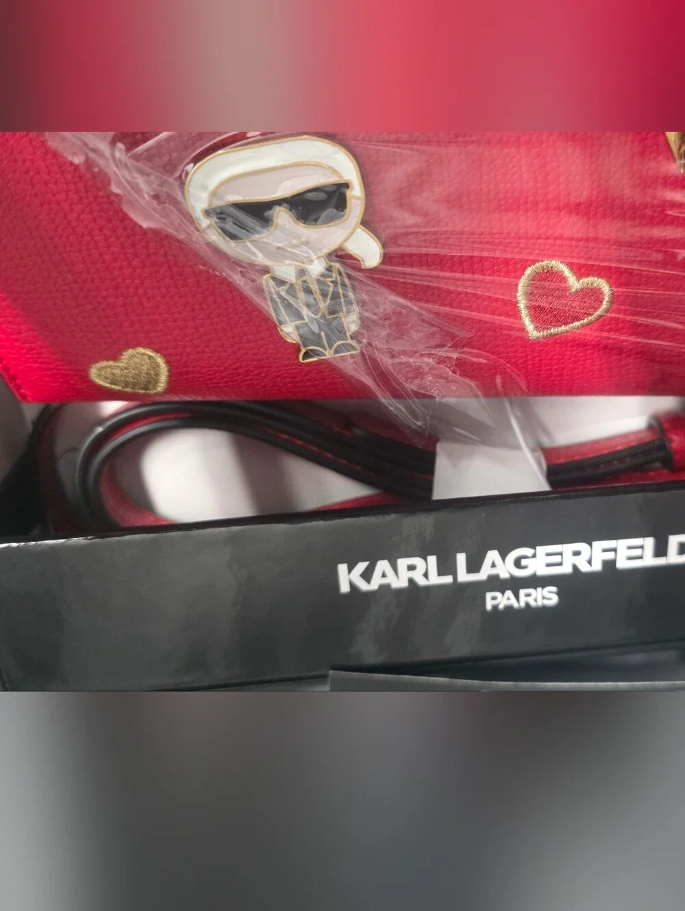 Larl Lagerfeld Paris Zip-around Crossbody Wallet Crimson Red NWT